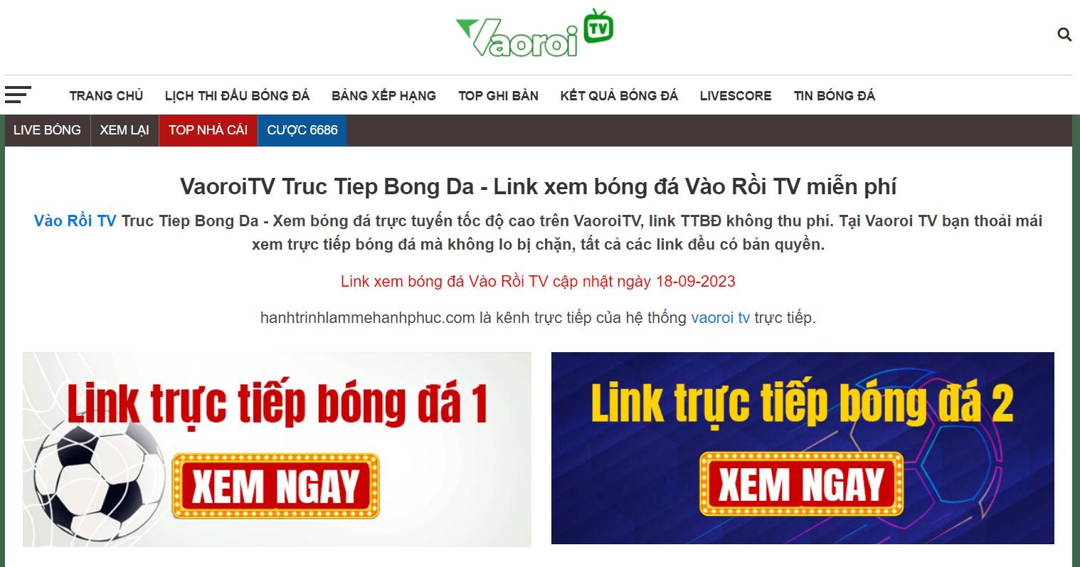 VaoroiTV Truc Tiep Bong Da - Link xem bóng đá Vào Rồi TV miễn phí