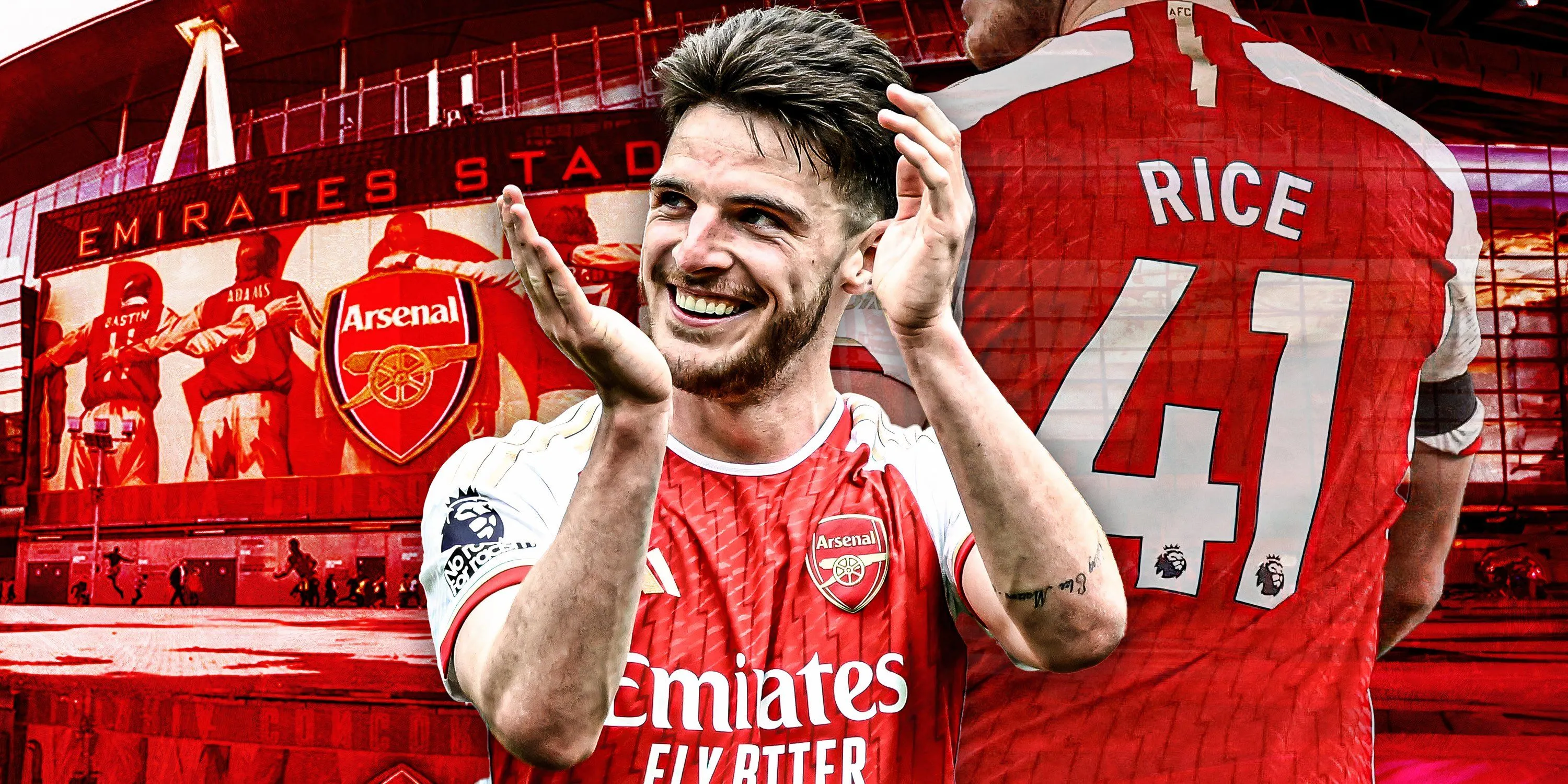 Declan Rice trong màu áo Arsenal, so sánh với Zubimendi và Partey