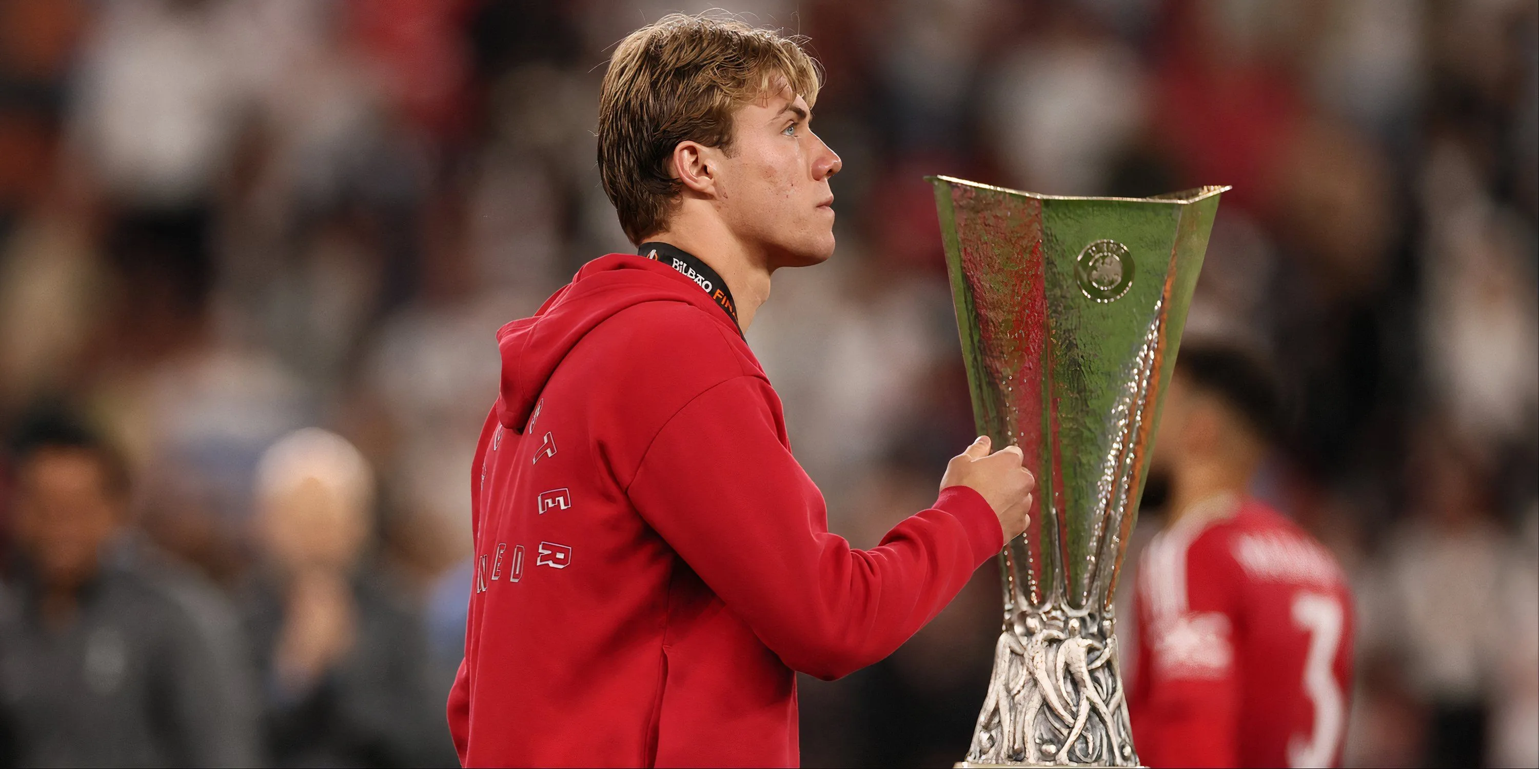 Tiền đạo Rasmus Hojlund của Manchester United trong một trận đấu tại Europa League