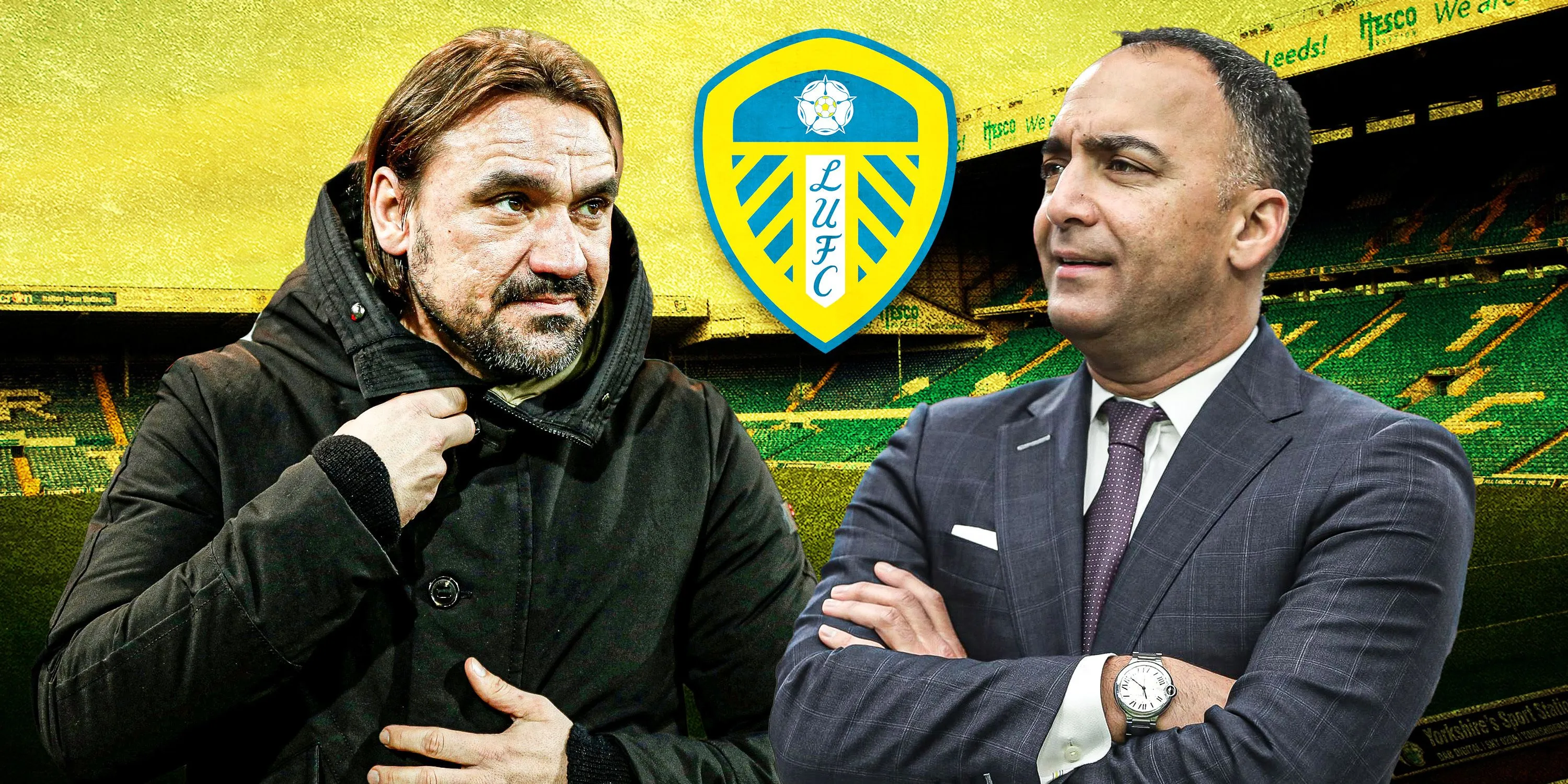 Huấn luyện viên Daniel Farke và Chủ tịch Paraag Marathe của Leeds United thảo luận chiến lược chuyển nhượng
