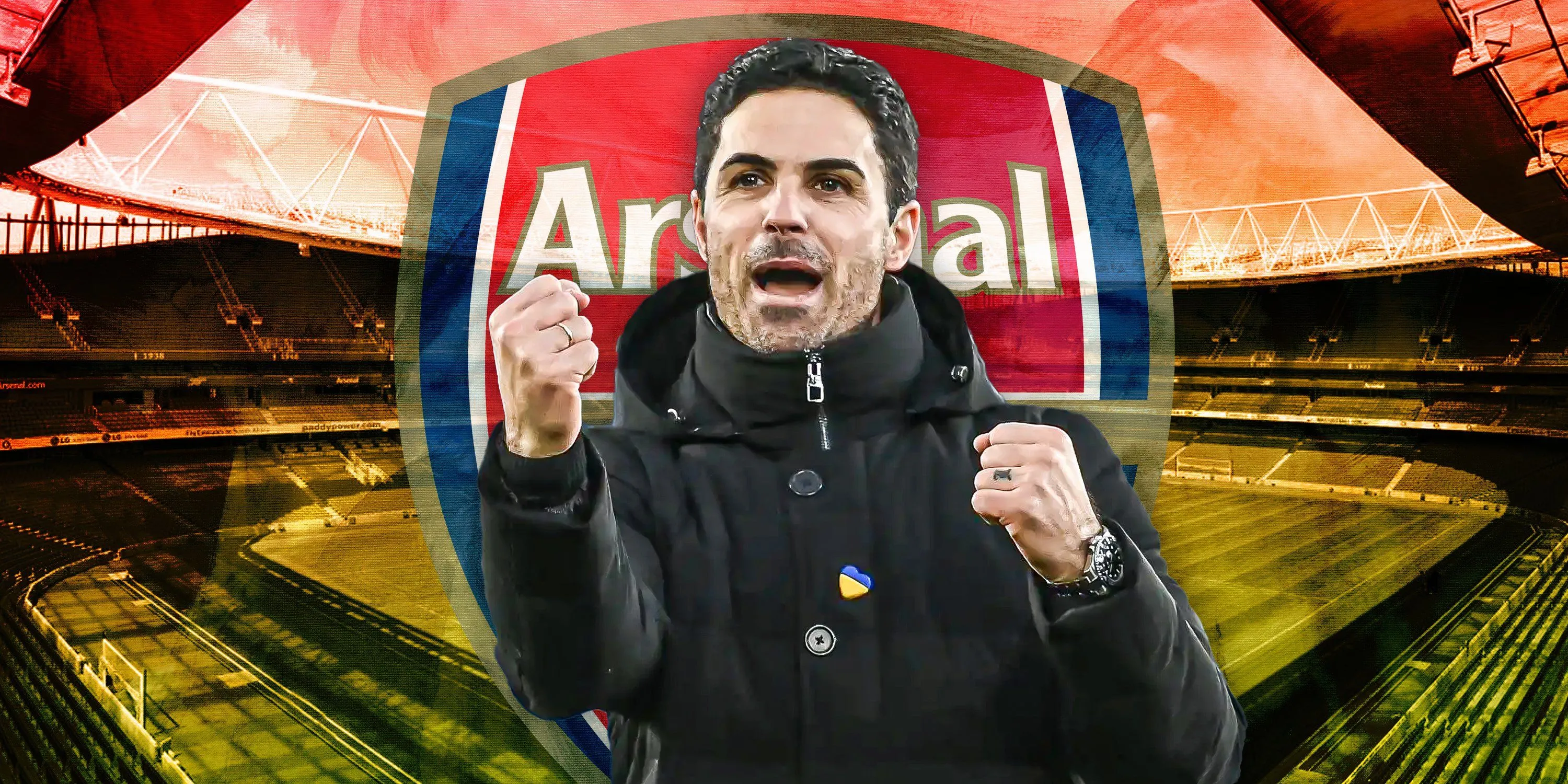 Huấn luyện viên Mikel Arteta ăn mừng cùng các cầu thủ Arsenal, đội bóng đang tích cực bổ sung lực lượng cho mùa giải mới.