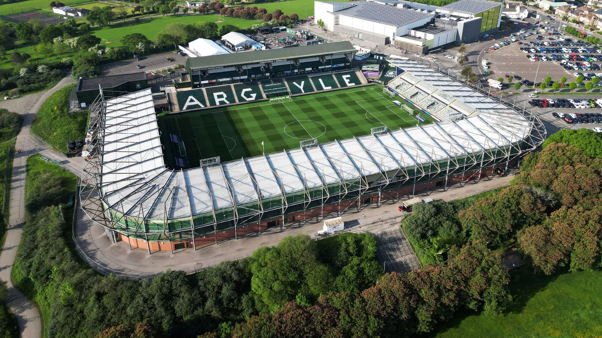 Sân nhà Home Park của Plymouth Argyle, nơi đội bóng hy vọng sẽ trở lại con đường thắng lợi